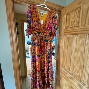 FARM Rio Maxi Dress with Pink Floral Print